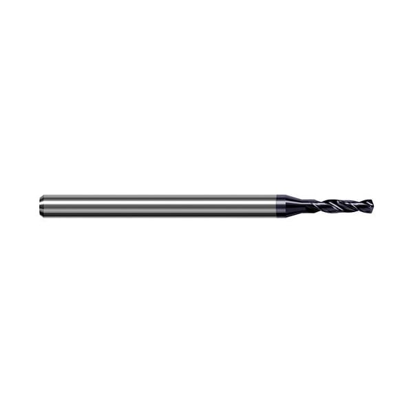 2.032 mm Drill dia. x 9.5mm Carbide HP Drill for Prehardened Steels, 2 Flutes, AlTiN Coated